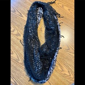 Great in black infinity scarf.